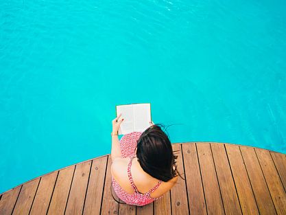 Reading by the pool