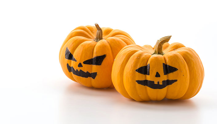 Pumpkins decorated for Halloween Halloween pumpkins