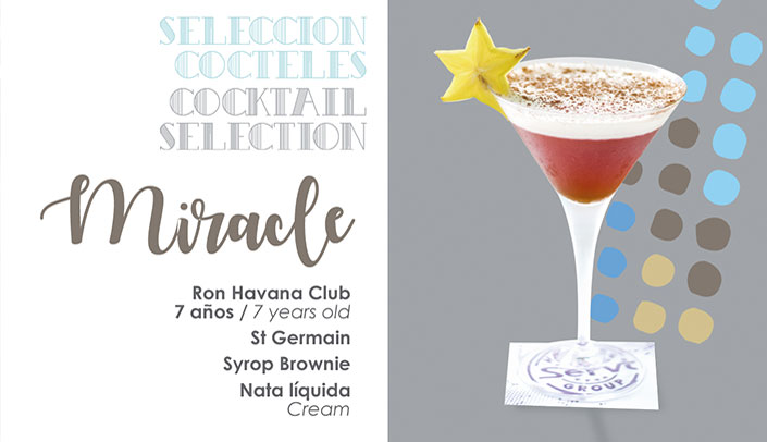 Presentation of the Miracle Cocktail in the menu Cocktail Miracle in the menu of the Hotel Montíboli