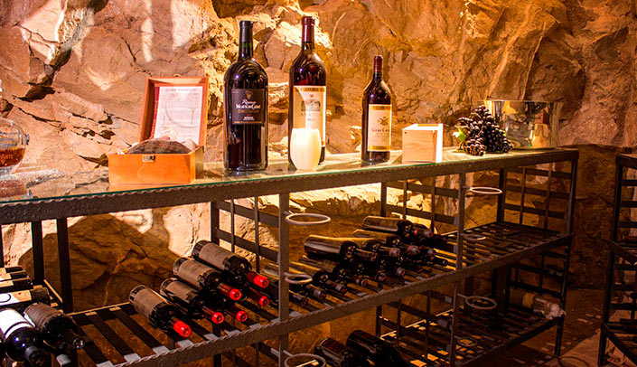 Wines in the cellar Red and white wines in the cellar