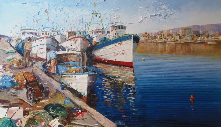 Impressionist painting by Evaristo Alguacil, using a spatula.