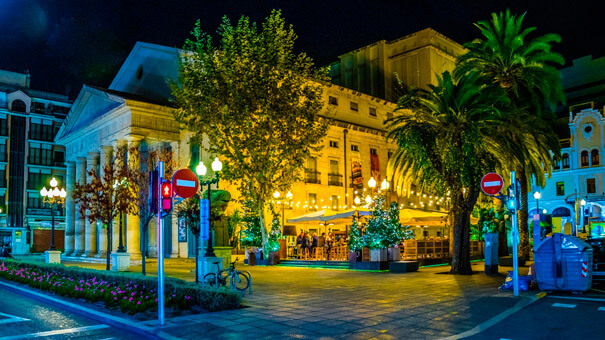 Principal Theater of Alicante at night