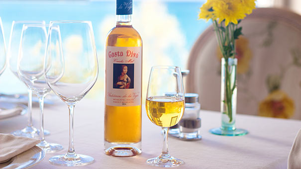 Casta Diva Wine Sweet White Wine in the Emperador Restaurant